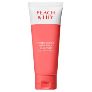 Zdjęcie produktu Peach & Lily Hydrobubble na białym tle: Samodzielna tubka Peach & Lily Hydrobubble Deep Foam Cleanser z minimalistycznym designem i wyraźnym napisem.