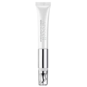 Biała tubka Arocell Wrinkle Solution Eye Cream z metaliczną nasadką i aplikatorem, przedstawiona na białym tle.