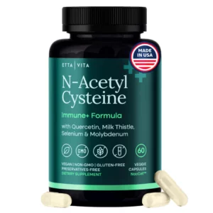 Etta Vita N-Acetyl Cysteine 600 mg – suplement diety, 60 kapsułek roślinnych, vegan, non-GMO, gluten-free.