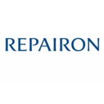 Logo marki Repairon – minimalistyczny niebieski logotyp kosmetyków profesjonalnych do regeneracji skóry.