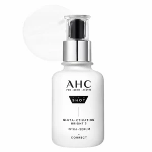 Butelka serum AHC Pro Shot Gluta-Ctivation Bright 3 na jasnym tle prezentująca minimalistyczne opakowanie.