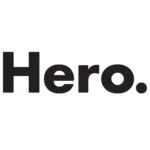 Logo marki Hero w czarnej, nowoczesnej typografii na jasnym tle.