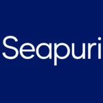 Logo marki Seapuri na granatowym tle – minimalistyczna grafika