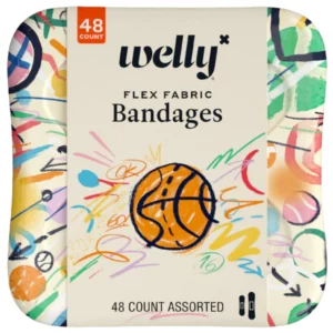 welly flex fabric bandages 48 sztuk zestaw plastrów kolorowe opakowanie sportowy design opatrunki elastyczne