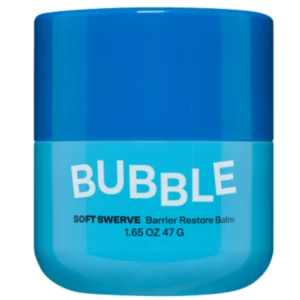 Niebieskie opakowanie Bubble Soft Swerve Barrier Restore Balm 47 g na białym tle.