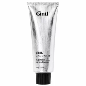 Srebrna tuba kremu Gntl Skin Emulsion 50 g z czarną zakrętką na białym tle.