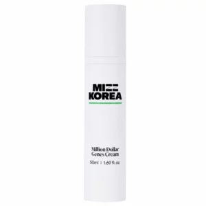 Biała butelka kremu MIZZ KOREA Million Dollar Genes Cream 50 ml na czystym, białym tle.