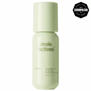 Jasnozielona butelka żelu oczyszczającego Reale Actives Pore Power Exfoliating LHA + BHA Gel Cleanser 100 ml na białym tle, z oznaczeniem Cosmopolitan India Readers’ Choice Beauty Awards 2026.