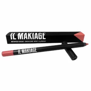 Na zdjęciu znajduje się wodoodporna konturówka do ust IL MAKIAGE Waterproof Lip Liner w odcieniu Flamingo 511 wraz z czarnym opakowaniem, przedstawiona na białym tle.