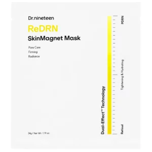 Dr.nineteen ReDRN SkinMagnet Mask – pojedyncze opakowanie hydrożelowej maski z retinolem i wegańskim PDRN na białym tle.