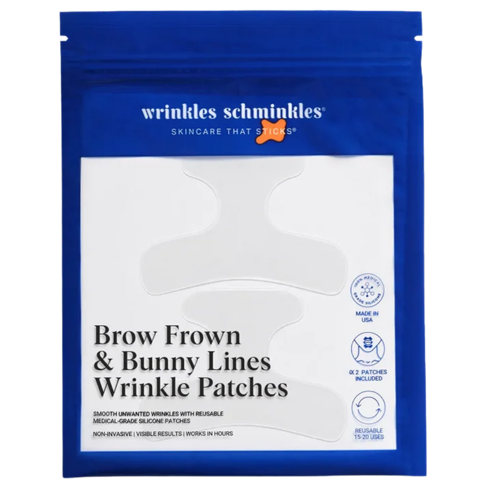 Wrinkles Schminkles Brow, Frown & Bunny Lines Wrinkle Patches Wrinkles Schminkles Brow, Frown & Bunny Lines Wrinkle Patches - opakowanie wielorazowych silikonowych płatków na zmarszczki między brwiami i linie wokół nosa.