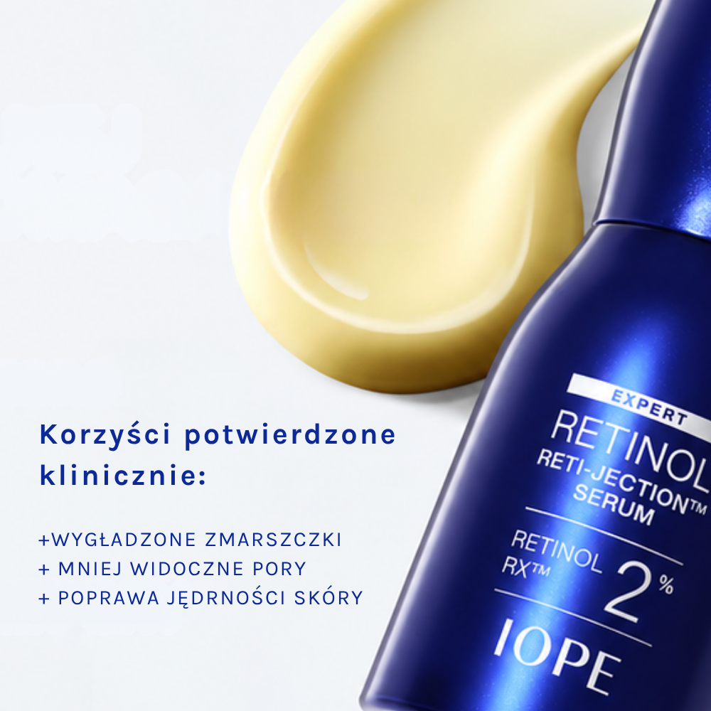 IOPE Expert Retinol Reti-Jection Serum 2% IOPE Expert Retinol Reti-Jection Serum 2% - serum z retinolem o potwierdzonych klinicznie korzyściach: wygładzenie zmarszczek, zmniejszenie widoczności porów i poprawa jędrności skóry.