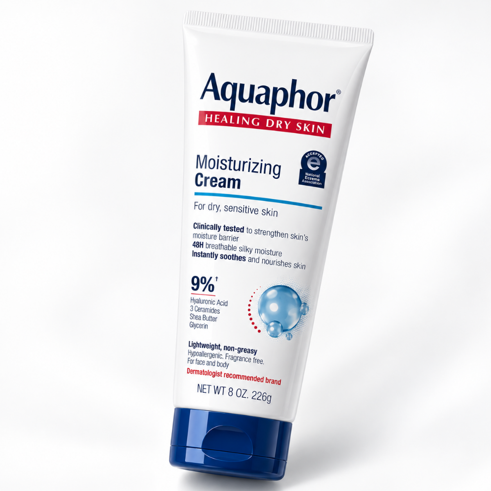 Aquaphor Moisturizing Cream - kremowa kołderka Aquaphor Moisturizing Cream - nawilżający krem do suchej i wrażliwej skóry twarzy i ciała, 226 g.