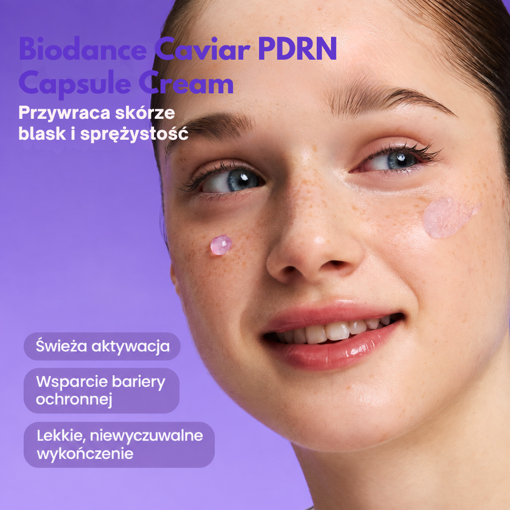 Biodance Caviar PDRN Capsule Cream (2) Biodance Caviar PDRN Capsule Cream - krem w kapsułkach z PDRN i kawiorem, wspierający blask, sprężystość i barierę ochronną skóry.