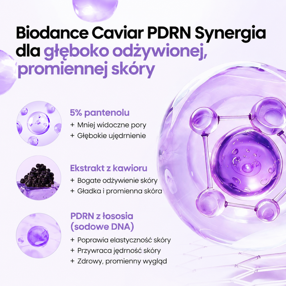Biodance Caviar PDRN Capsule Cream (3) Biodance Caviar PDRN Capsule Cream - formuła z 5% pantenolem, ekstraktem z kawioru i PDRN z łososia dla odżywionej, gładkiej i promiennie wyglądającej skóry.