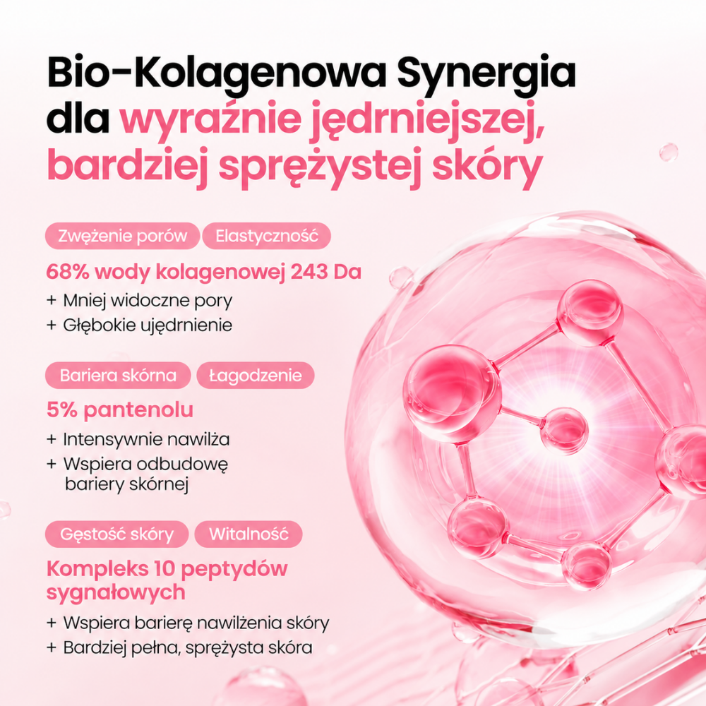 Biodance Collagen Peptide Capsule Cream Biodance Collagen Peptide Jelly Capsule Cream - bio-kolagenowa formuła z 68% wodą kolagenową 243 Da, 5% pantenolem i kompleksem 10 peptydów wspierająca nawilżenie, sprężystość i gładkość skóry.