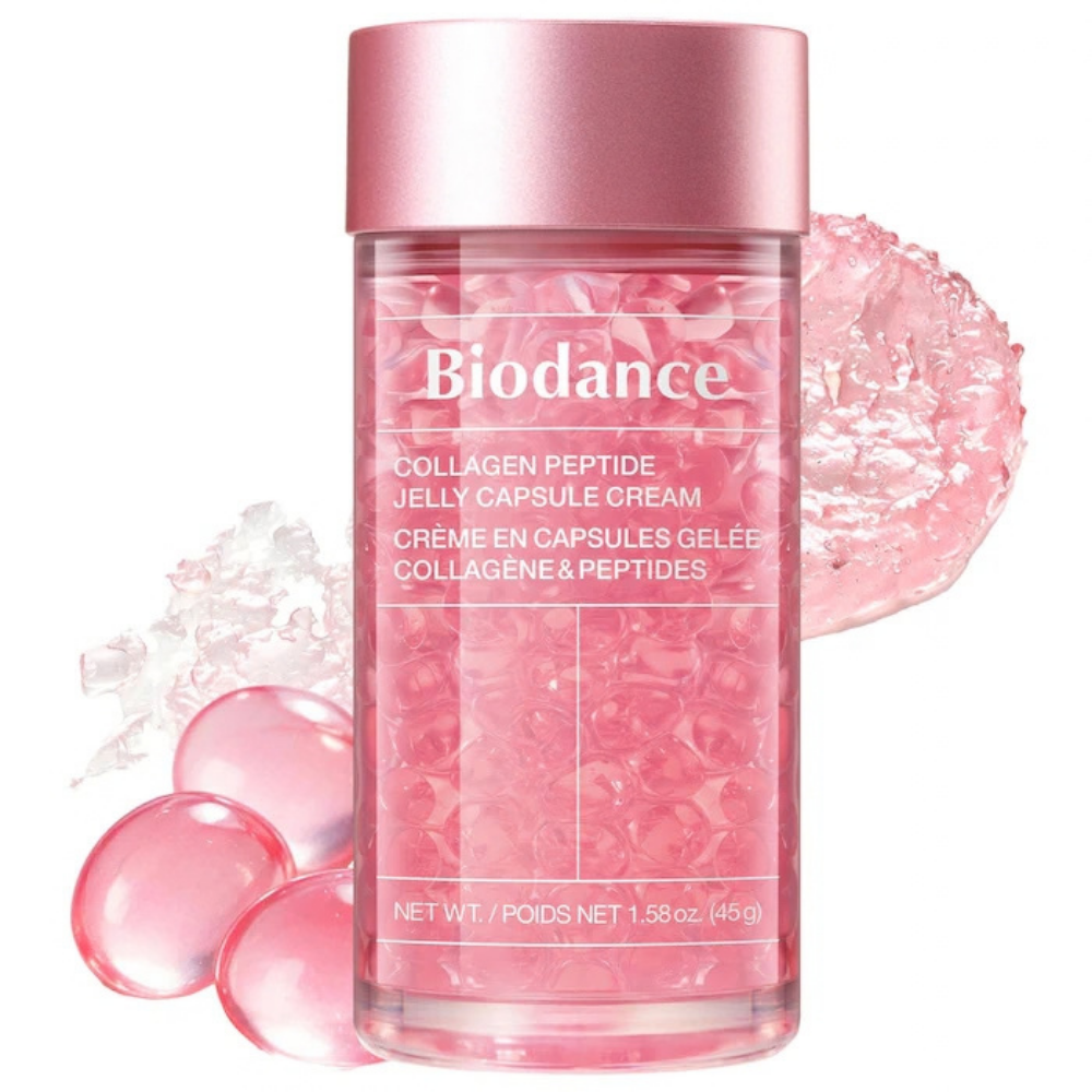 Biodance Collagen Peptide Capsule Cream (2) Biodance Collagen Peptide Jelly Capsule Cream - krem w różowych kapsułkach z kolagenem i peptydami, 45 g.