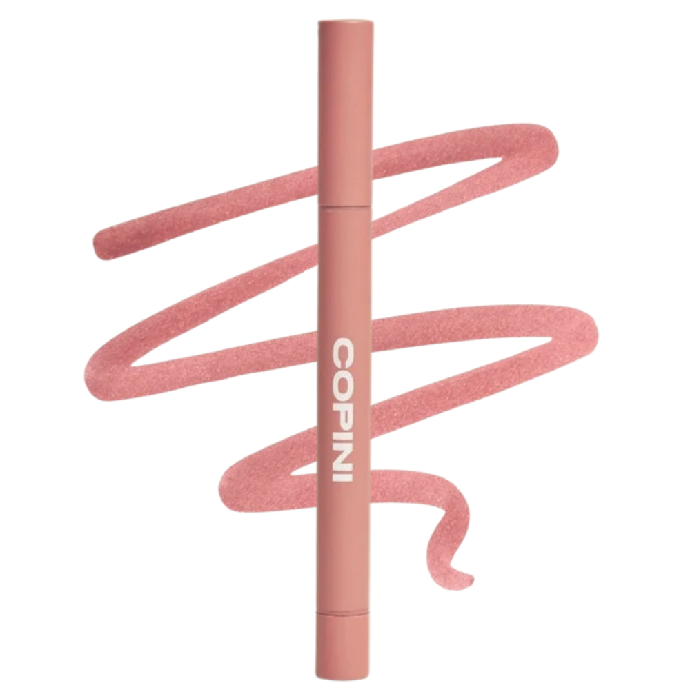 Copini Love Bite Soft Focus Lip Stain (2) Copini Love Bite Soft Focus Lip Stain w odcieniu różowego nude z widocznym swatchem koloru na białym tle.