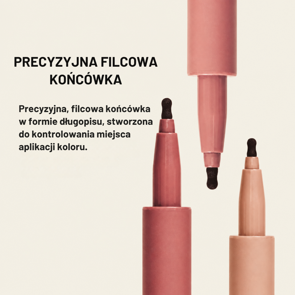 Copini Love Bite Soft Focus Lip Stain (4) Precyzyjna filcowa końcówka Copini Love Bite Soft Focus Lip Stain umożliwiająca kontrolowaną aplikację i dokładne podkreślenie konturu ust.