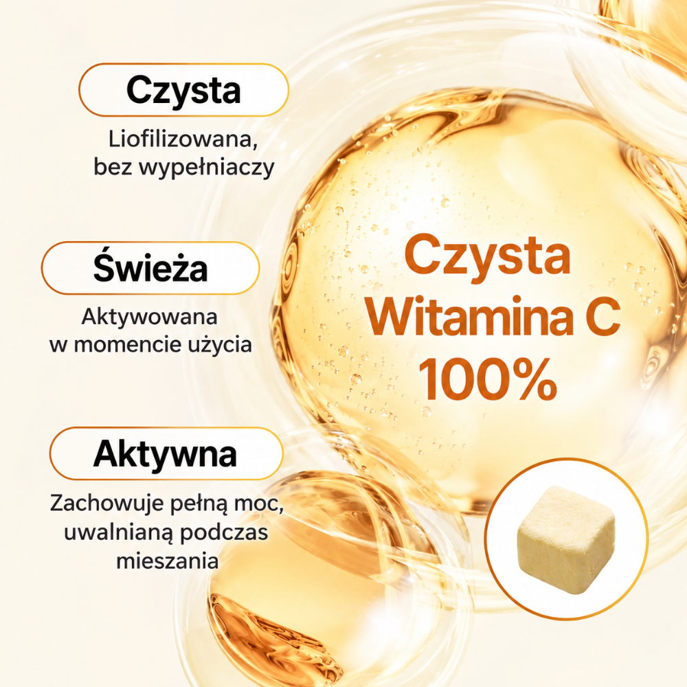 Delere Caviar PDRN Vita Boost Shot Serum Double Set - kawiorowy zastrzyk blasku (4) DELERE Caviar PDRN Vita Boost Shot Serum - liofilizowana czysta witamina C aktywowana w momencie użycia, aby zachować świeżość i pełną moc formuły.