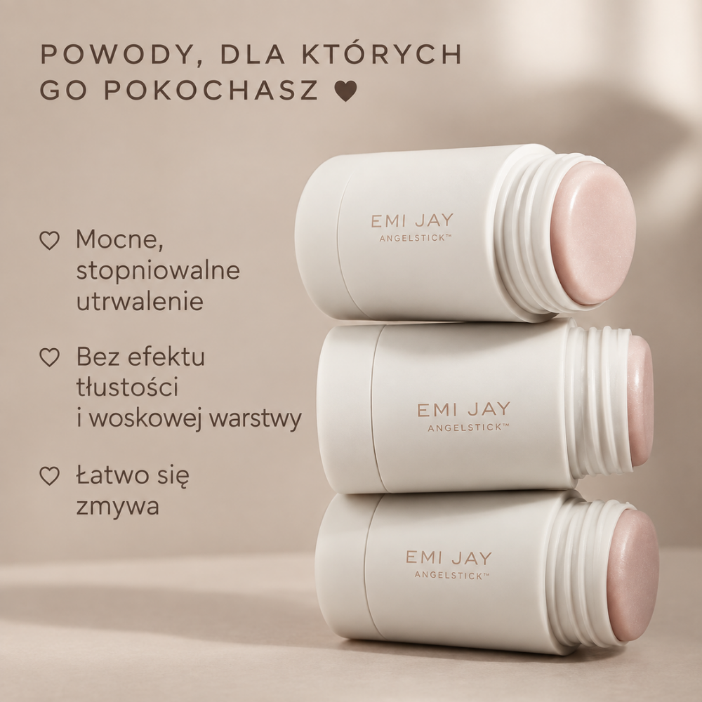Emi Jay Hair Smoothing Balm - pogromca niesfornych kosmyków (2) Emi Jay Angelstick Hair Styling Stick - wygładzający sztyft do włosów zapewniający mocne, stopniowalne utrwalenie bez efektu tłustości i woskowej warstwy, łatwy do zmycia.
