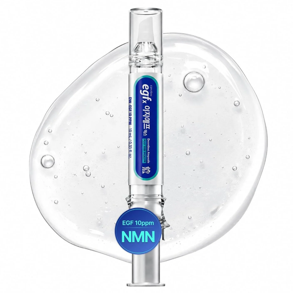 GFx NMN Barrier Shot Ampoule DWEasyDerm EGF X NMN Barrier Shot Ampoule - ampułka do twarzy z EGF 10 ppm i NMN na tle wodnej, żelowej konsystencji, 10 ml.