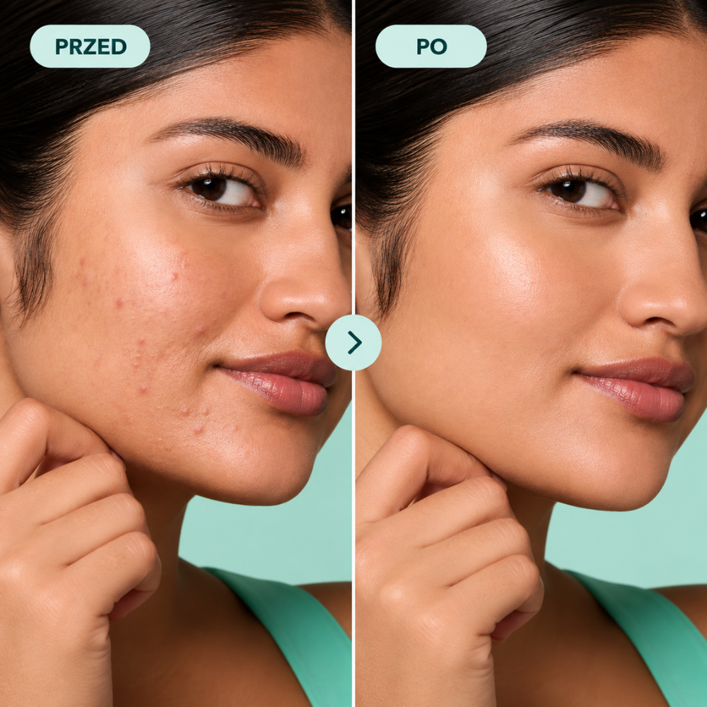 Hero Cosmetics Mighty Patch Early Stage (4) Efekt przed i po zastosowaniu Hero Cosmetics Mighty Patch Early Stage - mniej widoczne niedoskonałości i gładszy wygląd skóry.