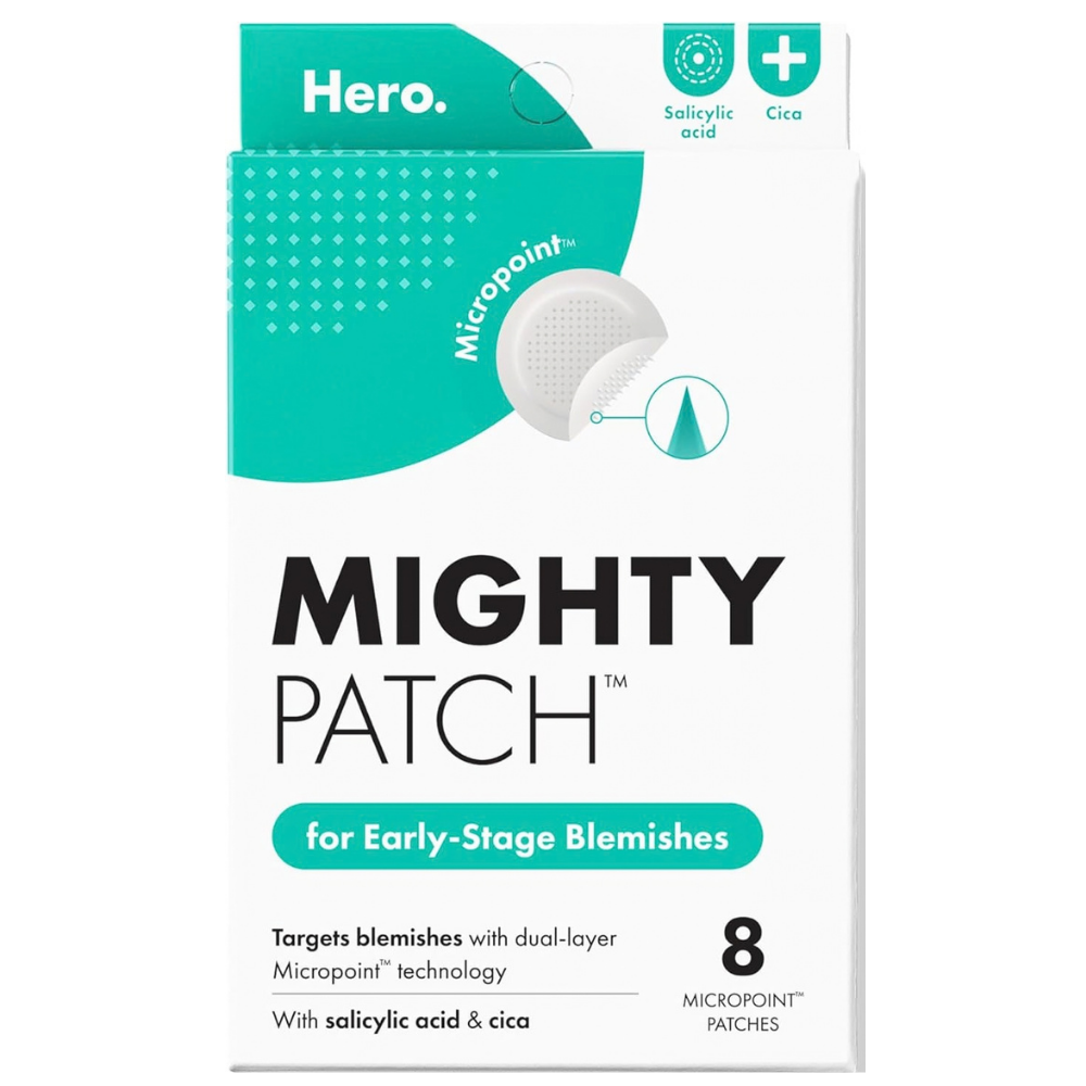 Hero Cosmetics Mighty Patch Early Stage Hero Cosmetics Mighty Patch Early Stage - plastry z mikropunktami na niedoskonałości we wczesnym stadium, z kwasem salicylowym i wąkrotą azjatycką, 8 sztuk.