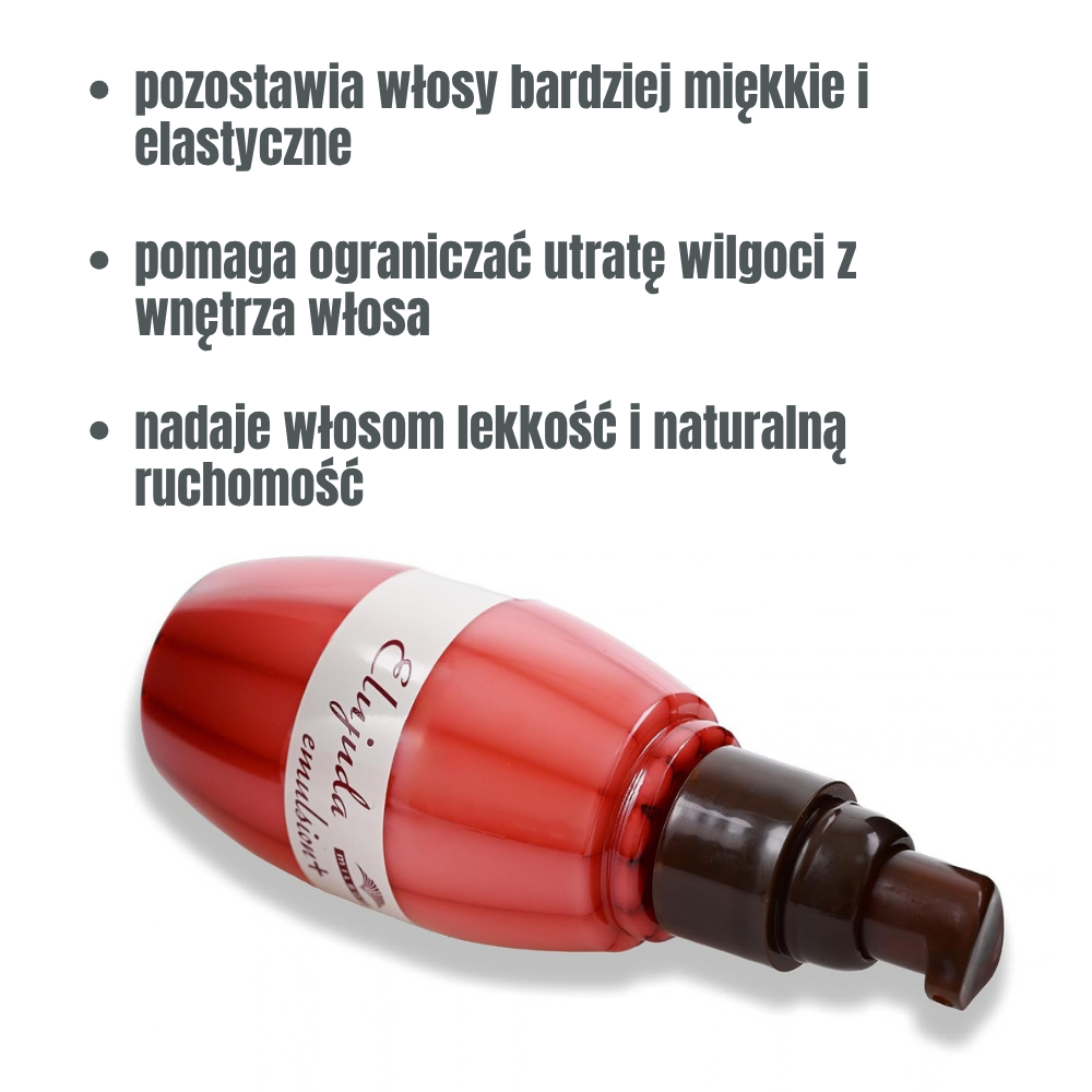Milbon Elujuda Hair Treatment Emulsion (4) Milbon Elujuda Emulsion+ - kuracja bez spłukiwania, która pomaga zachować wilgoć we włosach oraz pozostawia je bardziej miękkie, elastyczne i lekkie.