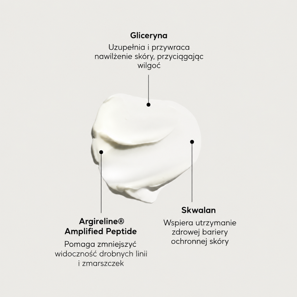 Naturium Multi-Peptide Eye Cream - intensywne wygładzenie okolic oczu (2) Naturium Multi-Peptide Eye Cream - kluczowe składniki: gliceryna, skwalan i Argireline® Amplified Peptide wspierające nawilżenie, barierę skóry oraz wygładzenie drobnych linii wokół oczu.