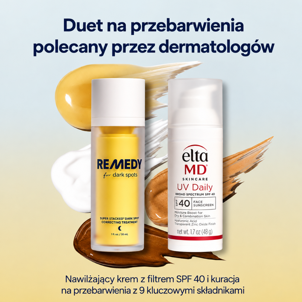 Remedy Dark Spot Correcting Advanced Serum - wyrównaj rachunki z przebarwieniami (2) REMEDY for Dark Spots i EltaMD UV Daily SPF 40 - duet pielęgnacyjny na przebarwienia, łączący kurację korygującą z nawilżającą ochroną przeciwsłoneczną SPF 40.