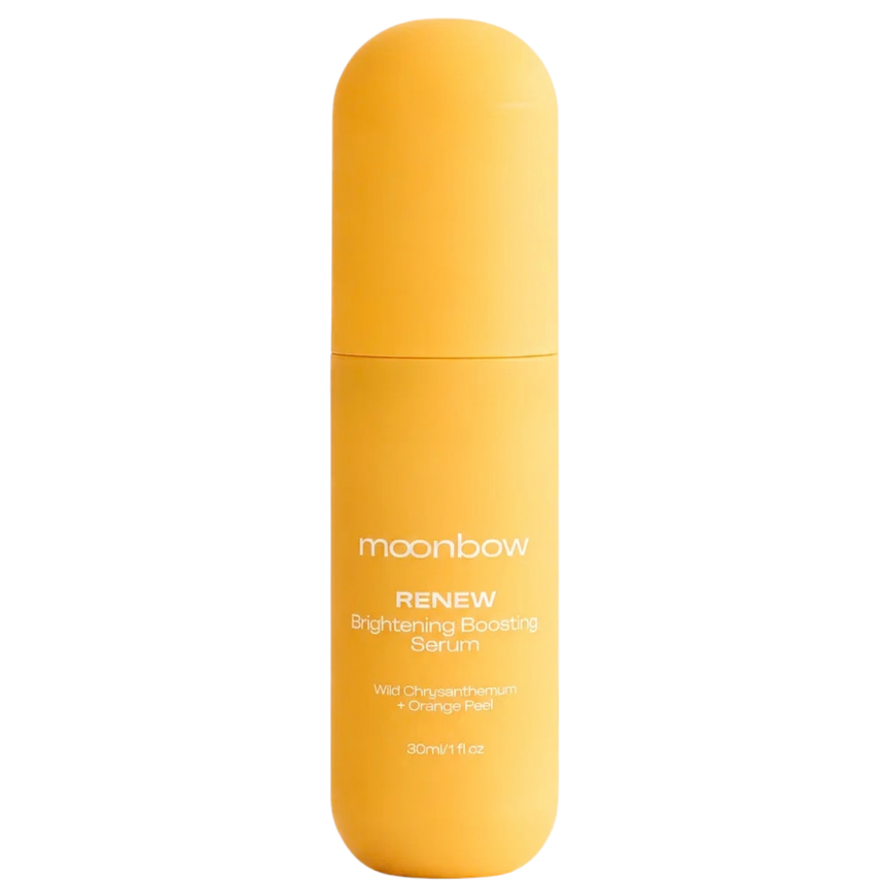 Renew Brightening Boosting Serum Moonbow Renew Brightening Boosting Serum - rozświetlające serum do twarzy w pomarańczowym opakowaniu, 30 ml.