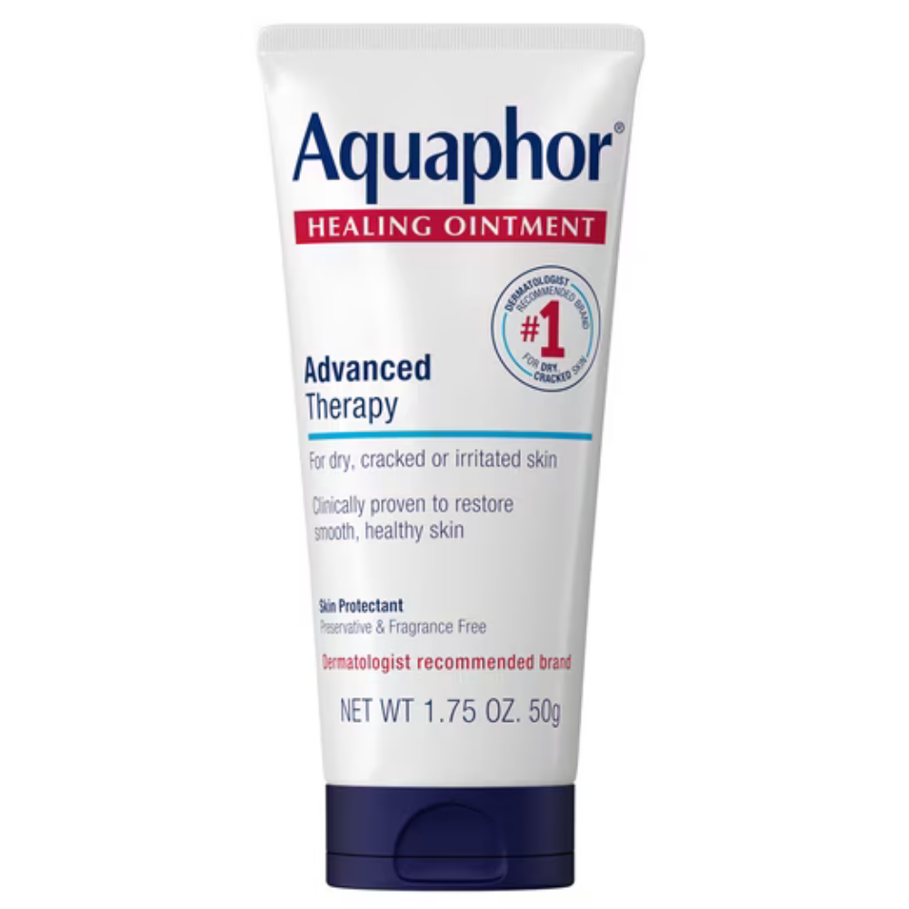 Aquaphor Healing Ointment Advanced Therapy Aquaphor Healing Ointment Advanced Therapy 50 g - ochronna maść do suchej, spierzchniętej i podrażnionej skóry w białej tubce z granatowym zamknięciem.