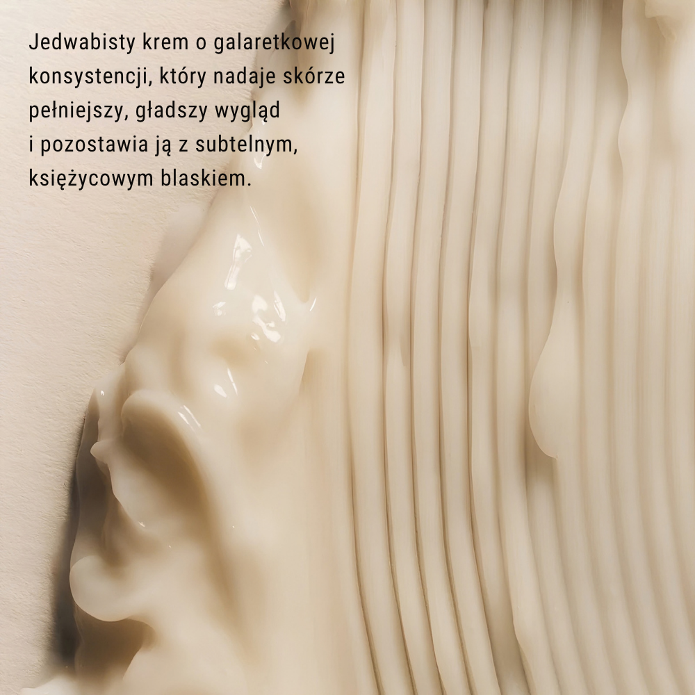 Moonbow Reflect Luminizing Moisturizer (3) Moonbow Reflect Luminizing Moisturizer - zbliżenie na jedwabistą, galaretkową konsystencję kremu nawilżająco-rozświetlającego, zapewniającego skórze gładki wygląd i subtelny blask.