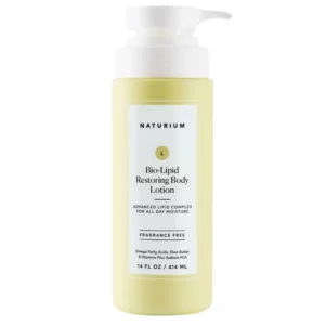 Naturium Bio-Lipid Restoring Body Lotion 414 ml - opakowanie lipidowego balsamu odbudowującego do ciała Naturium z pompką, zawierającego kompleks lipidowy, kwasy tłuszczowe omega, masło shea i witaminy z grupy B.