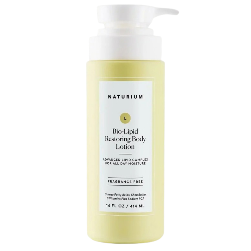 Naturium Bio Lipid Restoring Body Lotion - lipidowy balsam odbudowujący barierę skóry Naturium Bio-Lipid Restoring Body Lotion 414 ml - opakowanie lipidowego balsamu odbudowującego do ciała Naturium z pompką, zawierającego kompleks lipidowy, kwasy tłuszczowe omega, masło shea i witaminy z grupy B.