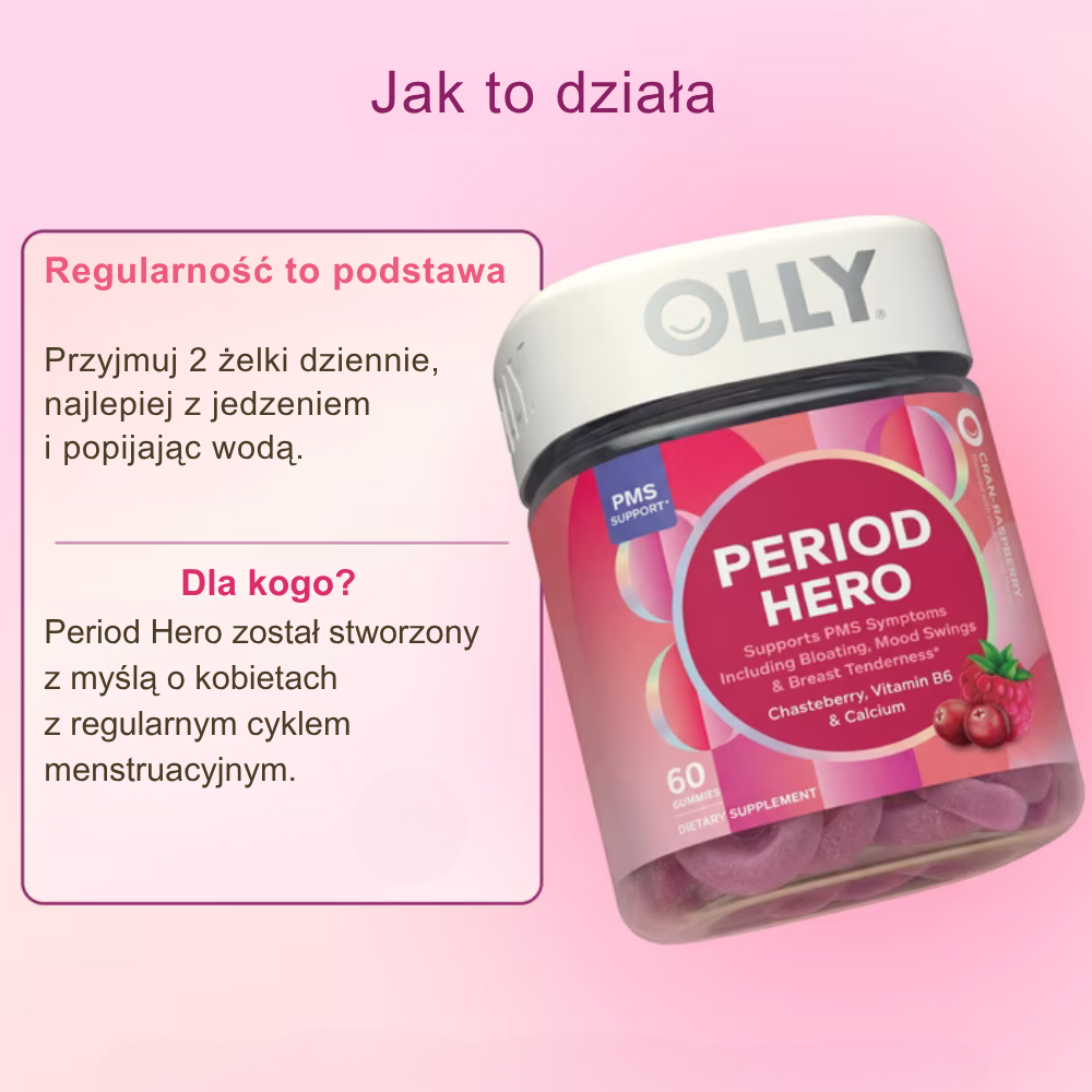 Olly Period Hero (3) Olly Period Hero - żelki wspierające komfort cyklu