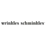 Logo marki Wrinkles Schminkles, przedstawiające nazwę marki zapisaną stylizowaną czcionką w kolorze czarnym na białym tle.