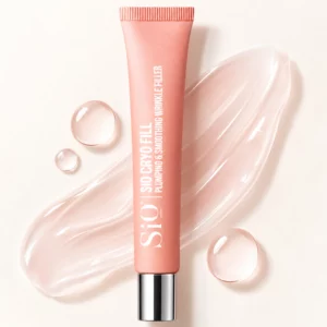 New 5 SiO Cryo Fill Plumping & Smoothing Wrinkle Filler - wygładzający kosmetyk do pielęgnacji zmarszczek w różowej tubce na jasnym tle.