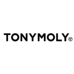 Logo marki TonyMoly w czarnym kolorze na białym tle, z charakterystycznym okrągłym symbolem po prawej stronie.