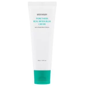 Tubka Meditherapy Porethera Real Bifida Blur Cream o pojemności 50 ml z zieloną nakrętką, sfotografowana na białym tle.