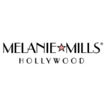 Logo marki Melanie Mills Hollywood, czarny napis z różową gwiazdką w miejscu litery „A” w słowie Melanie.