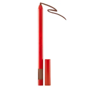 Hung Vanngo Beauty Accentuating Longwear Lip Liner Follow Exactly — czerwone opakowanie; próbka kreski w neutralnym średnim brązie.