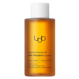 Packshot butelki LBB Goldrella Peptide 28 na białym tle, z wyraźnym logo i minimalistycznym designem.