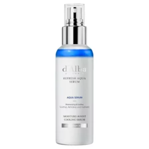 d’Alba White Truffle Refresh Aqua Serum – chłodzące serum nawilżające do twarzy, butelka z atomizerem, minimalistyczny packshot na białym tle