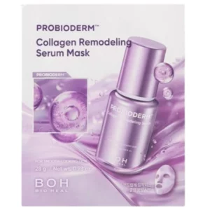 Przód opakowania Bioheal BOH Probioderm Collagen Remodeling Serum Mask, kolagenowa maska w płachcie poprawiająca elastyczność skóry.