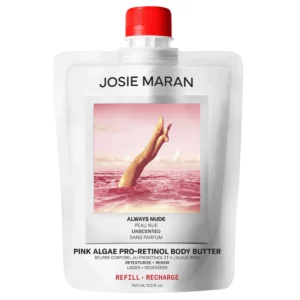 Josie Maran Pink Algae Pro-Retinol Body Butter Refill – uzupełnienie masła do ciała z pro-retinolem i różowymi algami, bezzapachowa formuła, refill 400 ml