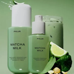 Phlur Matcha Milk – mgiełka zapachowa do ciała i włosów w dwóch pojemnościach z nutami matchy i mleka.