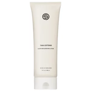 Sjolie Tan Extend Glow Replenishing Lotion – nawilżający balsam do ciała przedłużający opaleniznę, opakowanie na białym tle.