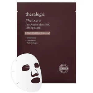 Opakowanie Theralogic Phytocera Pro Antioxidant 10X Lifting Mask z maską w płachcie, liftingująca i rozjaśniająca pielęgnacja twarzy.